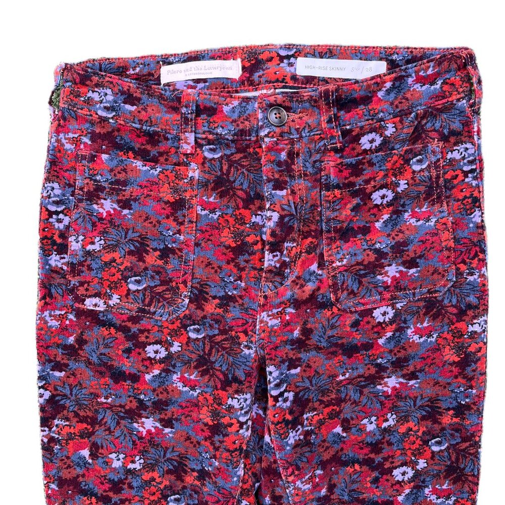 By Anthropology Pilcro and Letterpress Corduroy High Rise Skinny Floral Pants - Picture 5 of 7